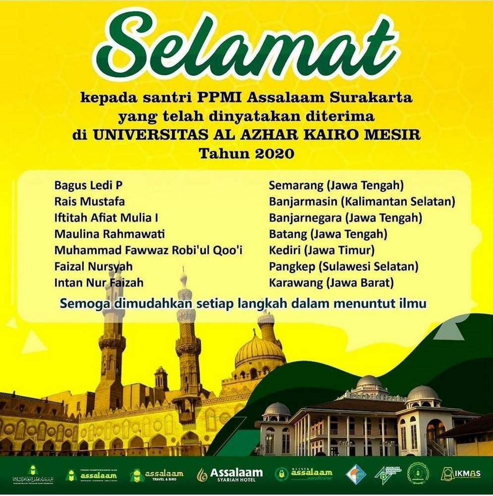 Diterima di Universitas Al Azhar Kairo Mesir